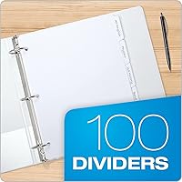 Vista 5 de Oxford Blank Write On Binder Dividers, 1/5 Cut Tabs, 3 Hole Punch Dividers in 5 Tab Sets, 100 Dividers, 20 Sets, White (89981)
