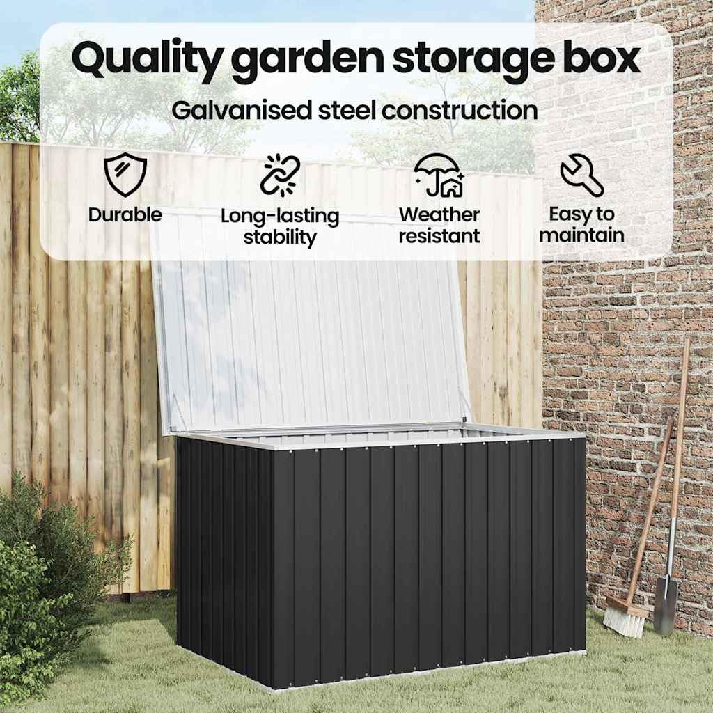 Gartenbox Anthrazit verzinkter Stahl 149x99x93 cm mit Klappdeckel wetterfest wasserdicht Stauraum für Kissen Auflagen Balkon Terrasse Outdoor Schutz Sitzbank