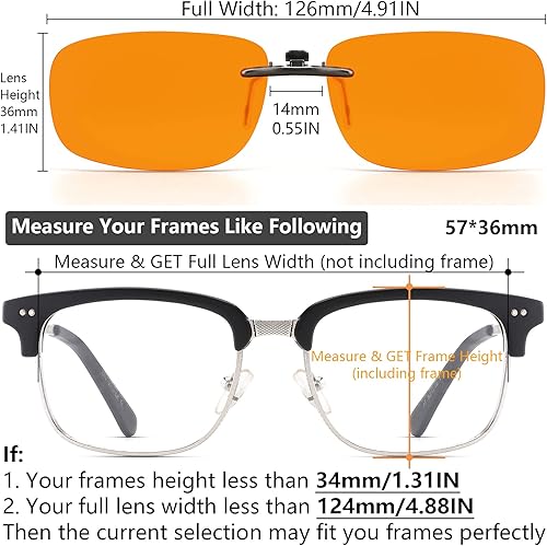 Miniatura 10 de CAXMAN Gafas con clip de luz azul para hombres, mujeres, teléfono, TV, ordenador, videojuegos, gafas de dormir sobre marcos Rx o lectores