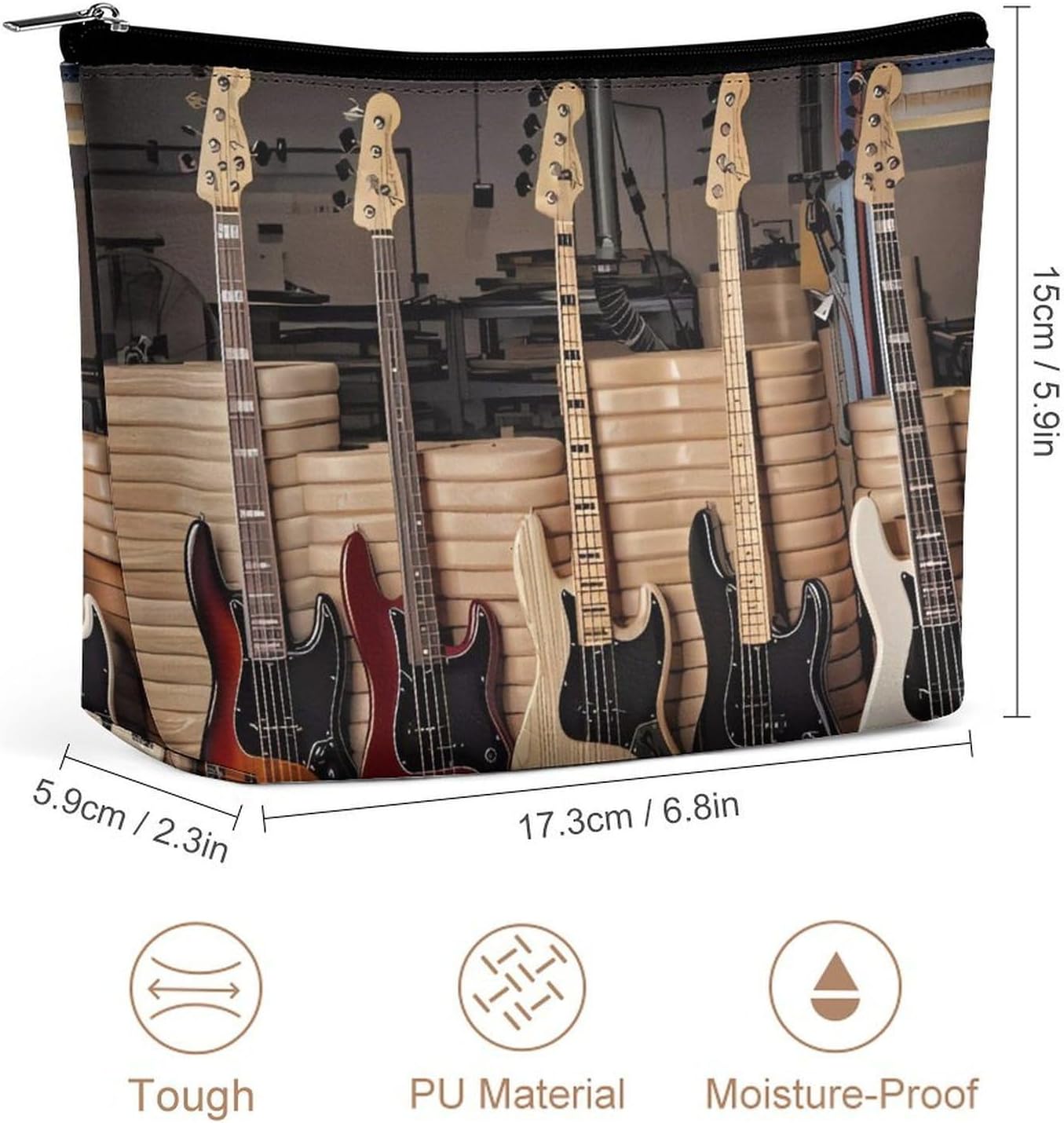 Guitar Bass Music Musical Instruments Toiletry Bag Large Capacity Makeup Bag Travel Makeup Pouch Mini Cosmetic Bags Zipper Make Up Storage Pouch Make Up Organizer Tool Pouchs image 2