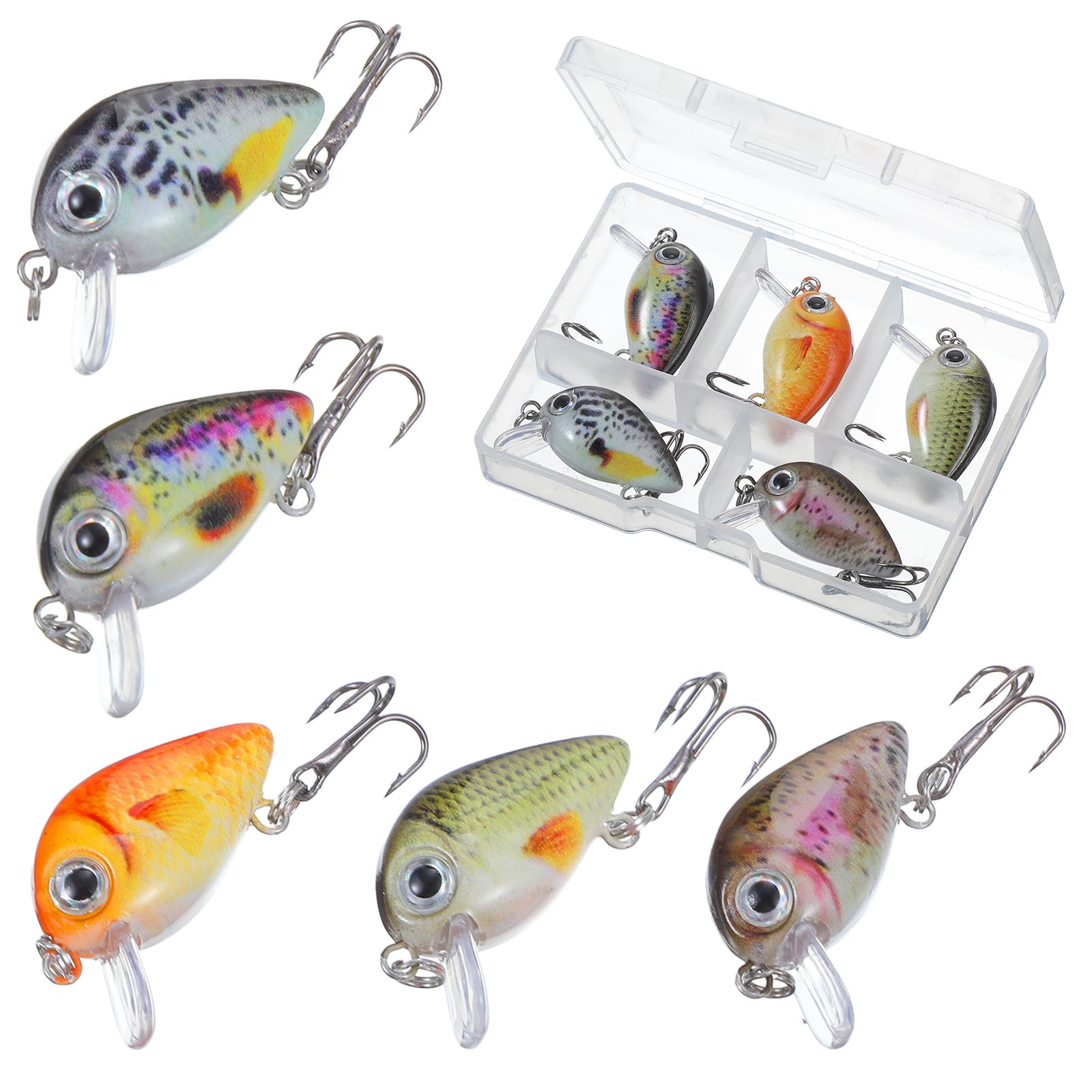 5 Pcs Mini Fishing Lures Hard Baits Hooks Micro Fishing Lures Crankbaits Baits Topwater for Freshwater and Saltwater(Style 2)