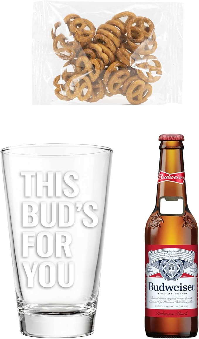 Set de Vaso Cervecero Budweiser con Abridor y Pretzels 3 Piezas miniatura 3
