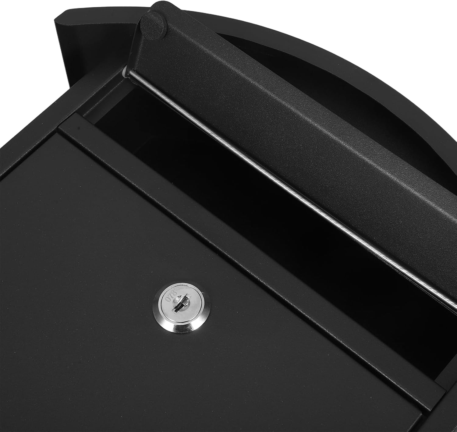 Lockable Wall Mount Mailbox, Black Security Mail Box with Keyed Lock, Weatherproof Metal Mail Organizer for Home and Office, 14" X 10" X 4"