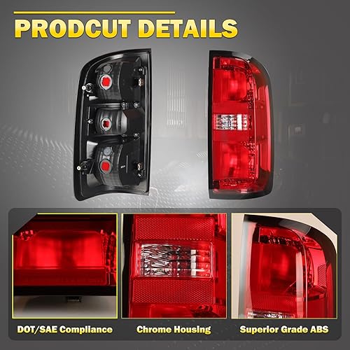 Miniatura 4 de AUTOWIKI Luz trasera para Chevy Colorado 2015-2022, lente roja, luces traseras estilo OEM, repuesto para 15-22, Colorado, 1 par