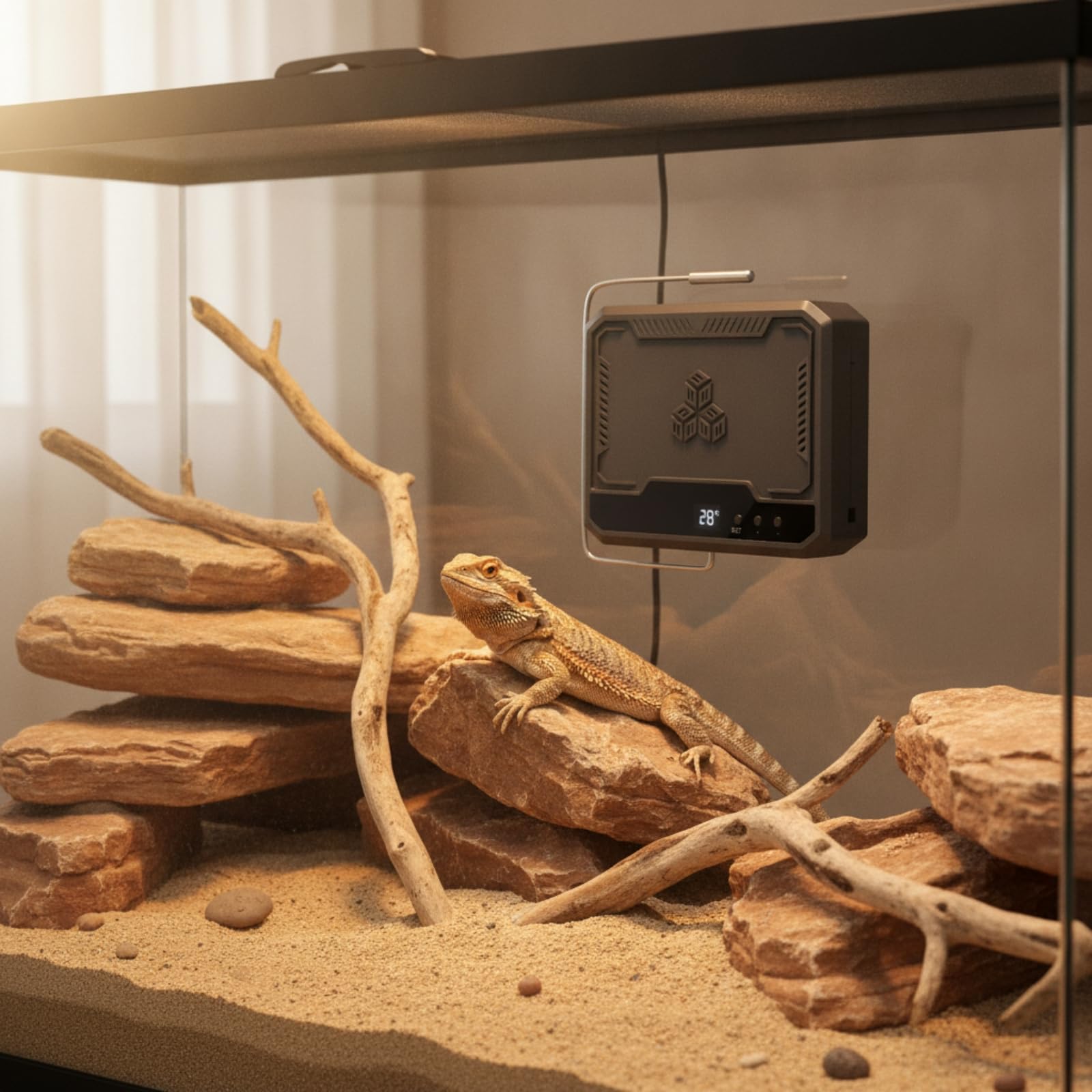 Terrarienheizung Kompakt Gebläseheizlüfter Schnell Zusatzheizung für Terrarianer, Terrarium, 欧规, NR-14 Schwarz
