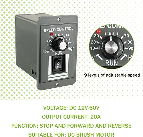 Miniatura 5 de Controlador de velocidad del motor DC 12-60V 20A Regulador PWM ajustable Interruptor de control adelante/retroceso del motor eléctrico Regulador de