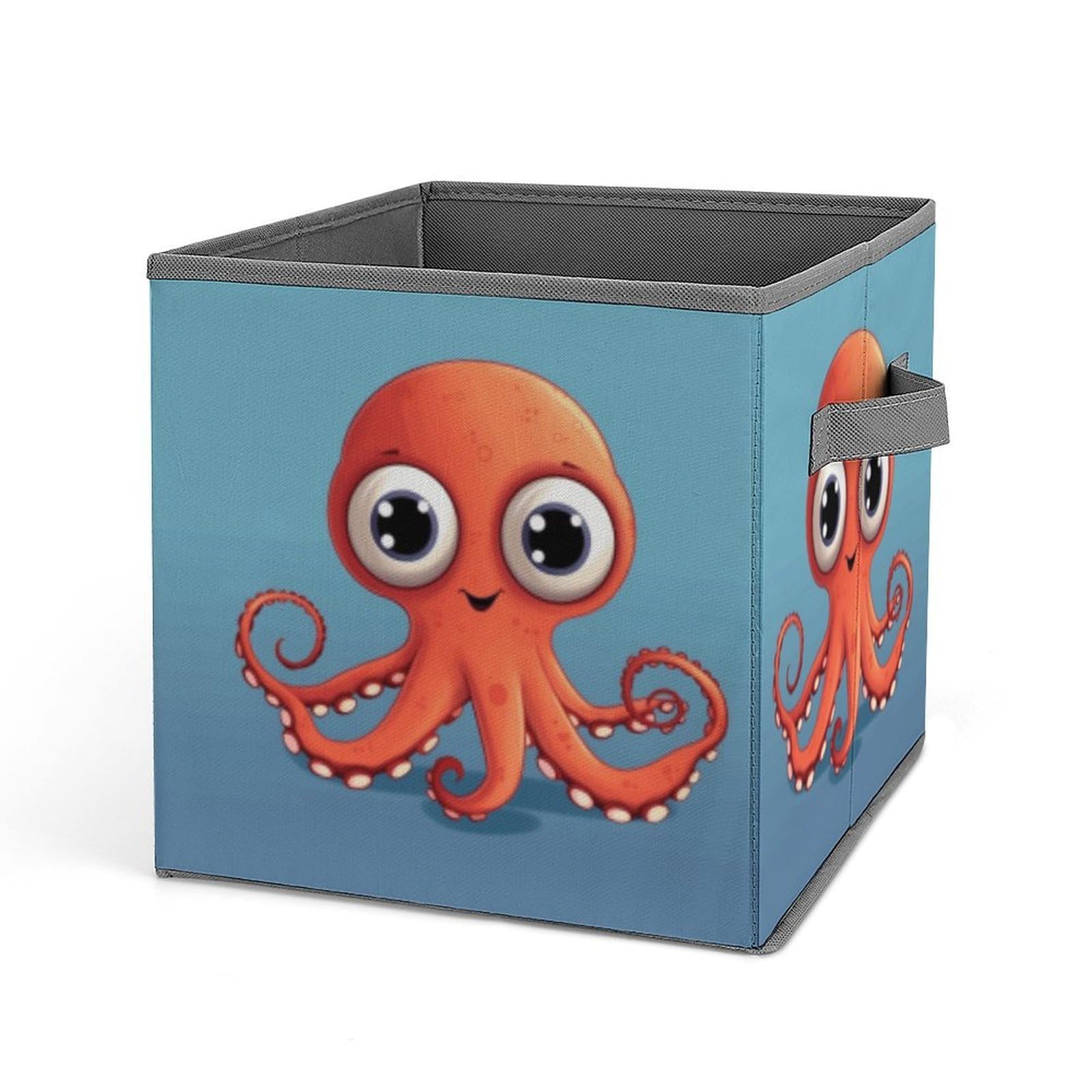 VstaDank Big Eyed Red Octopus Storage Bin Collapsible Storage Cubes Organizer Oxford Cloth Storage Box with Dual Handles Large Stackable Closet Storage Bins for Sheets Hat Sweater