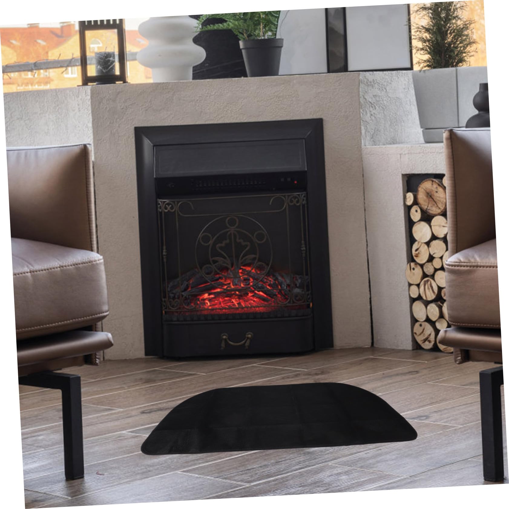 Toddmomy Tappetino Ignifugo Semicircolare per Caminetto in Poliestere PVC | Nero, Uso per Cottura e Stufa, Stile Sleek e Stylish, Adatto a Ragazzo Ragazza e Animali Domestici