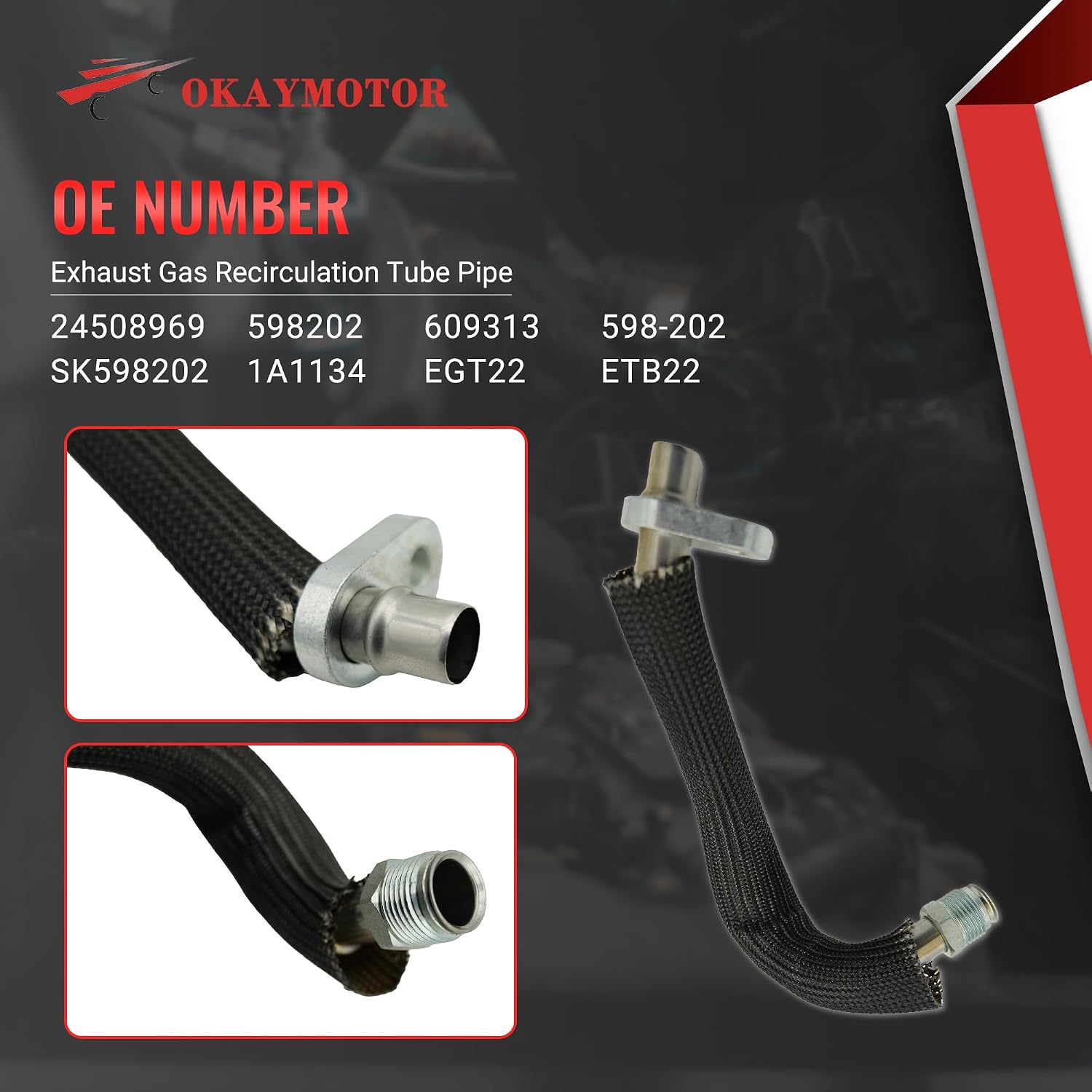 OKAY MOTOR 24508969 Exhaust Gas Recirculation Tube Pipe for 2000-2005 Chevrolet Impala Lumina Malibu Monte Carlo Venture & Buick Oldsmobile Pontiac 3.1L 3.4L 3.8L 598202