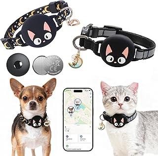 Katze GPS Tracker Hund Ohne ABO für iOS Apple, Smart Tag mit Katzen Halsband Keine Monatliche Gebühr, Mini Pet Tracker Air Tags für Kinderverfolgung Katzentracker Katzentracking, 1 Set