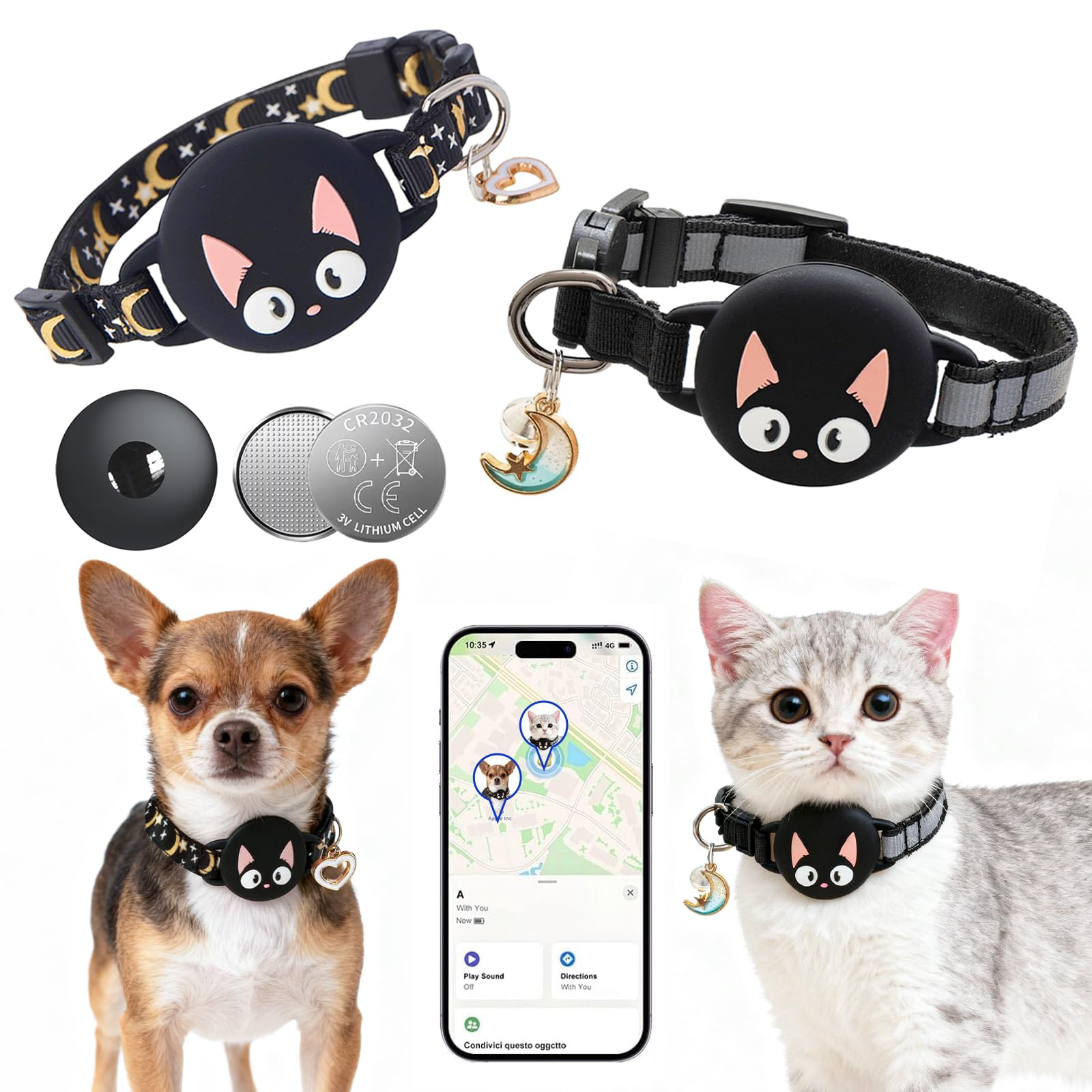 Cat GPS Tracker Dog Compatible with Apple Find My (iOS Only)