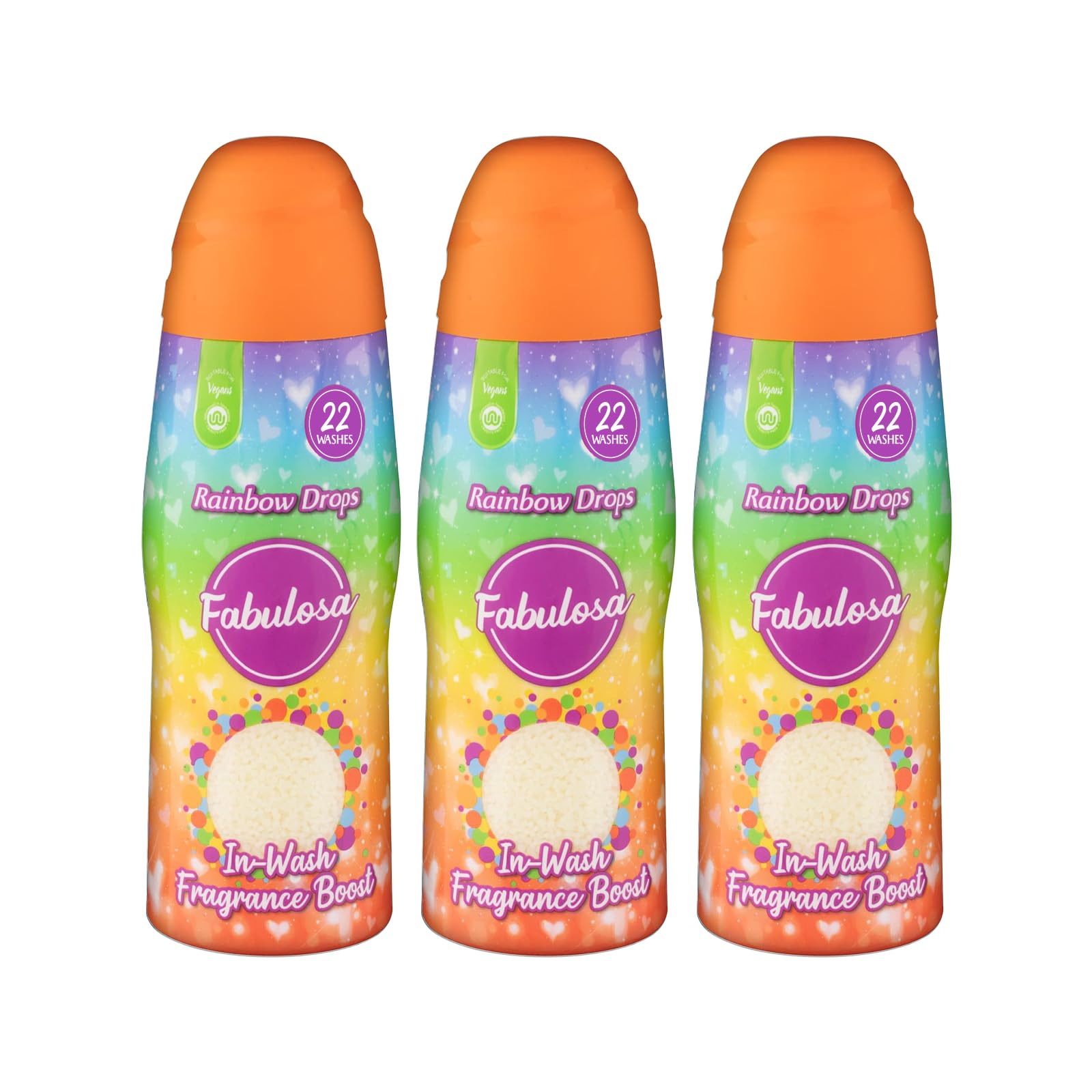 In-Wash Laundry Fragrance Boost, Made Using Salt Crystals, In-Wash Scent Booster Laundry, 66 Washes, Pack of 3 x 400g, Rainbow Drops
