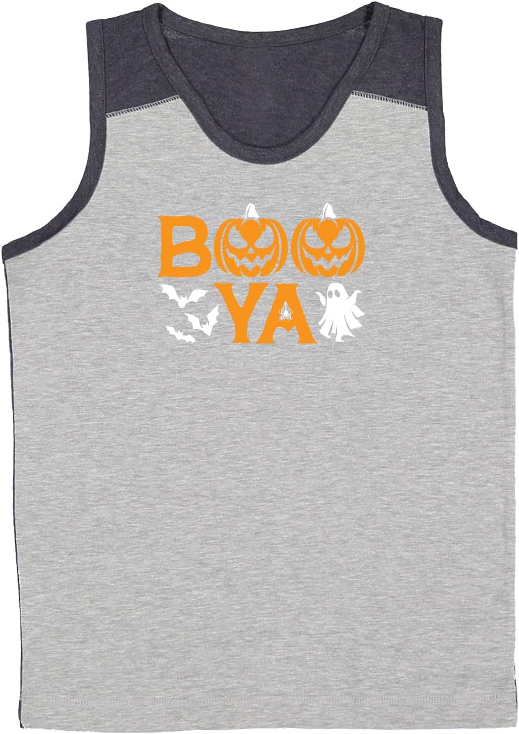 Boo Ya - Spooky Pumpkins Ghost Halloween Youth Contrast Back Tank Top