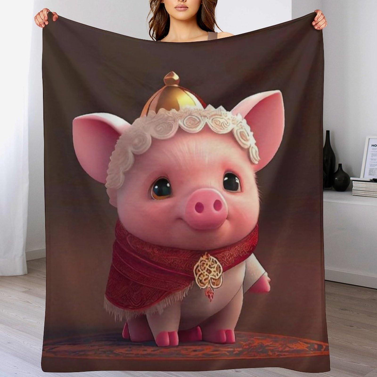 Couverture polaire de flannel haut de gamme lit motif cochon 3D 180x200