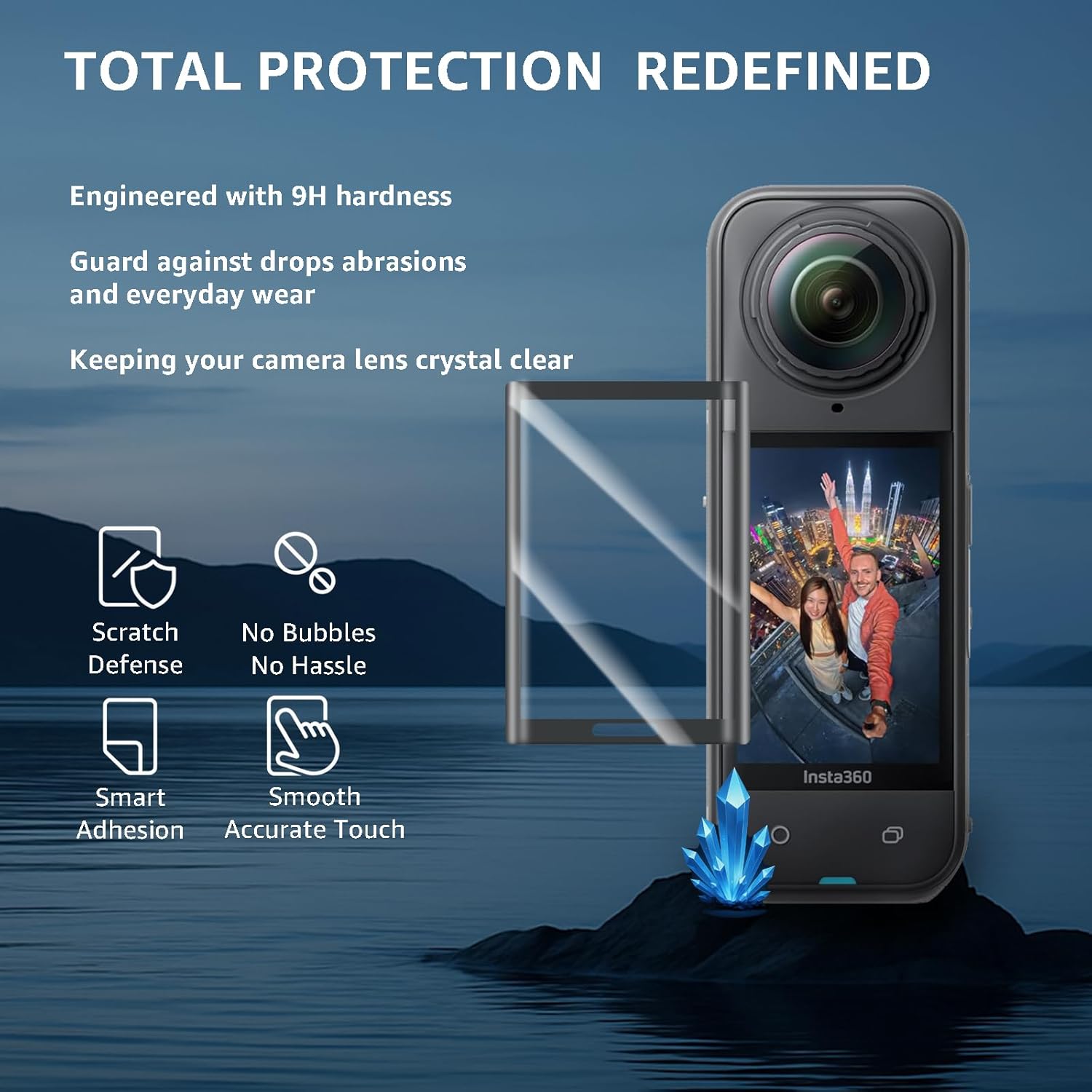 2 Pcs Screen Protector and Lens Cap for Insta360 X5, Insta360 X4/X5 Tempered Glass Screen Film + Silicone Lens Protective Cover, Protect against Dust and Scratches, Insta360 X5 Accessories - Image 5