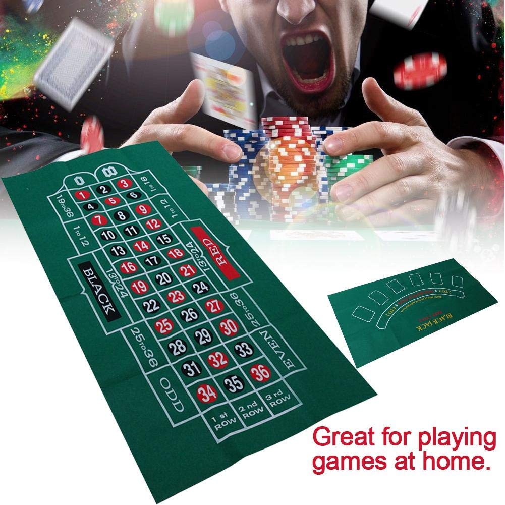 Roulette Tischdecke-wasserdichter Tisch mit Blackjack- und Roulette-doppelseitige Muster Spielkarten Tabelle Tuch-Filz für Casino Poker-Gaming-Tischdecken-Layout-Tischkarten