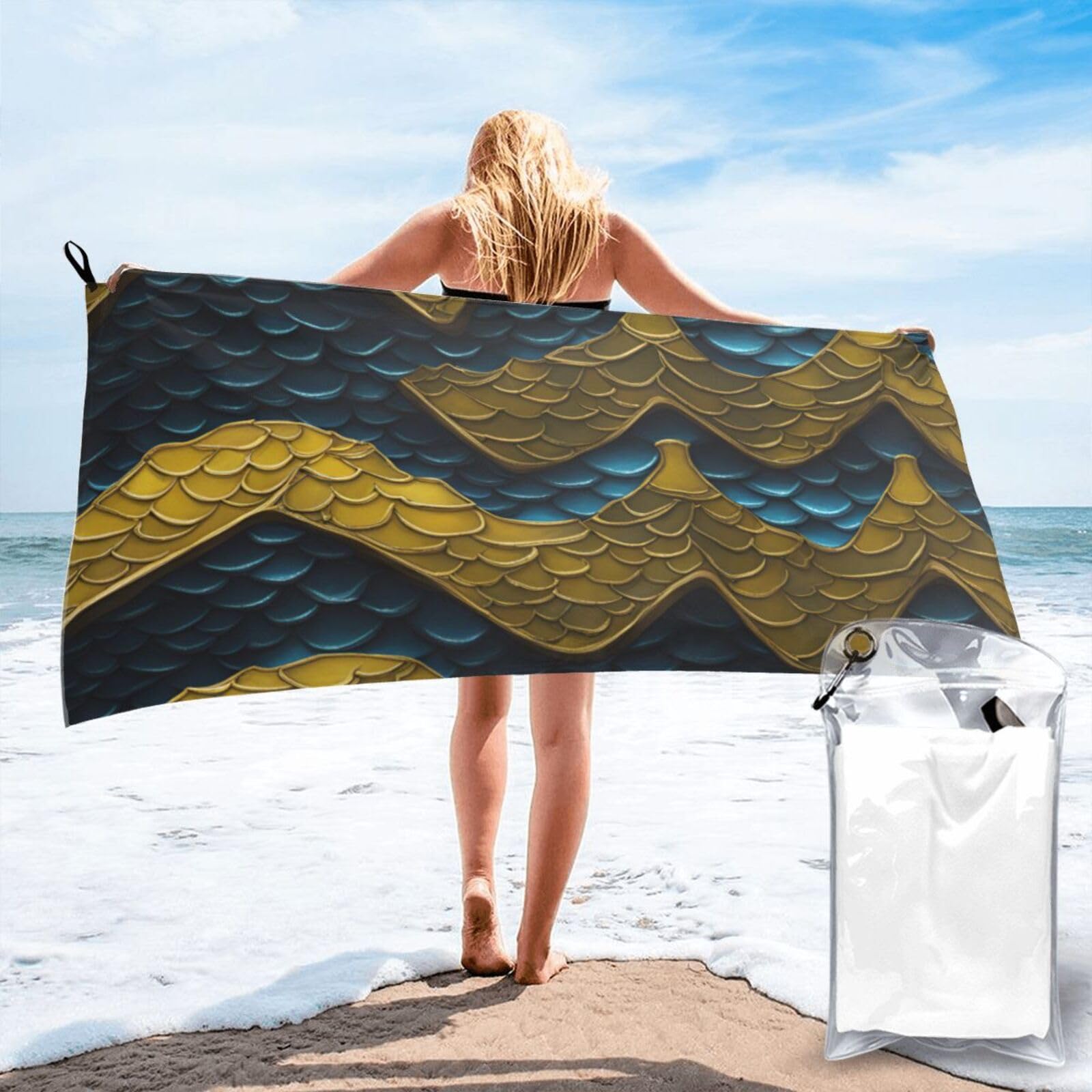 AYYQWE Dragon Scale Print Lightweight Towel For Men Women Travel Beach Camping Hiking Yoga Swimming Sports