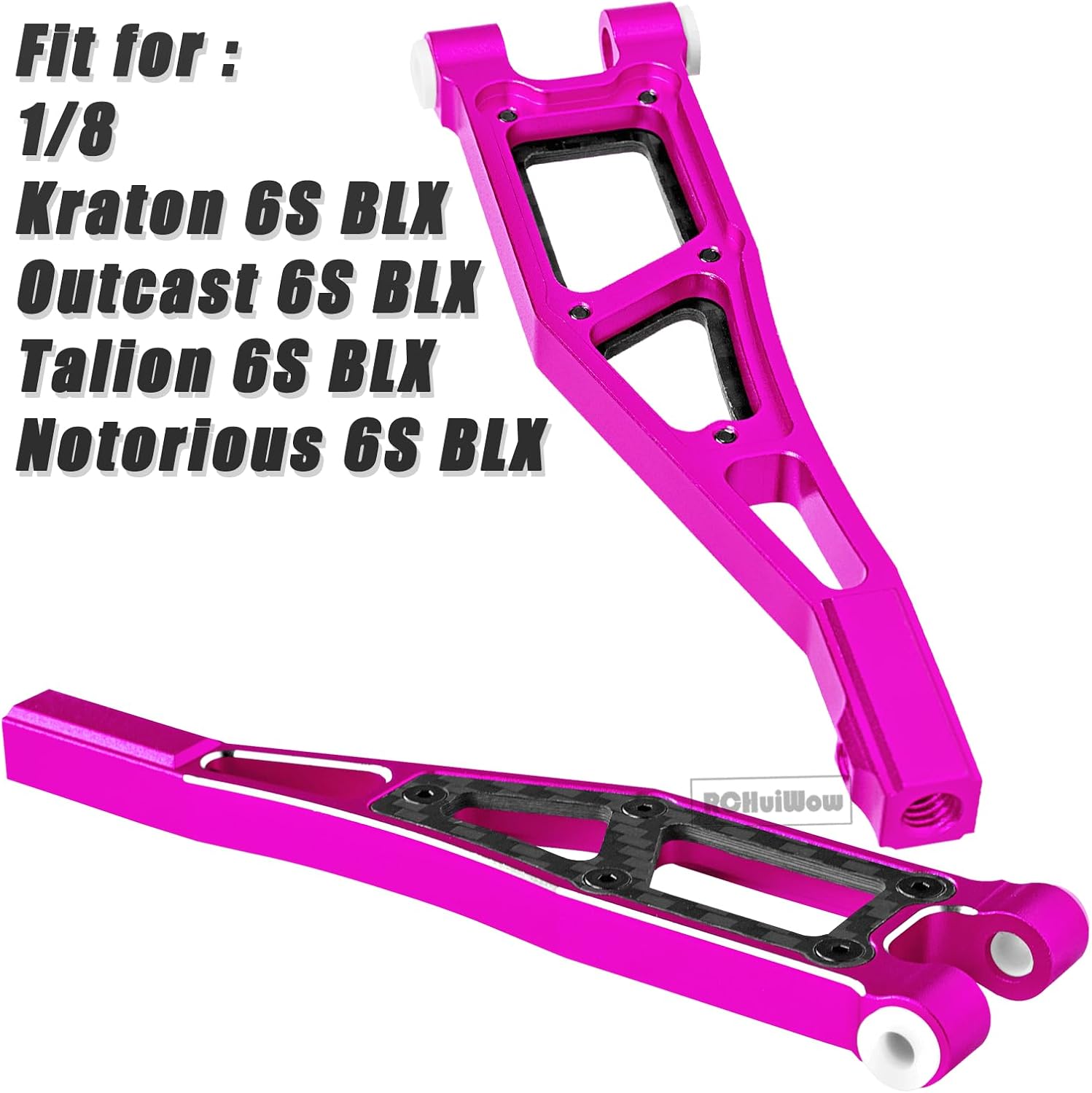 RC Alloy Front Upper Suspension Arms Upgrades Part for 1/8 Kraton 6S BLX,Outcast 6S BLX,Talion 6S BLX, Notorious 6S BLX,Aluminium Front Upper A Arms w/Pivot Balls,2pcs,Pink