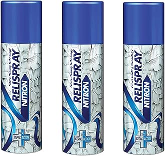 RELISPRAY Nitron | Future Healing Technology | Ice pack action | Helps Reduce Swelling & Numbs pain | Effective for Joint pain, Muscle pain, Knee pain, Elbow pain, Back pain | 48g (pack of 3)
