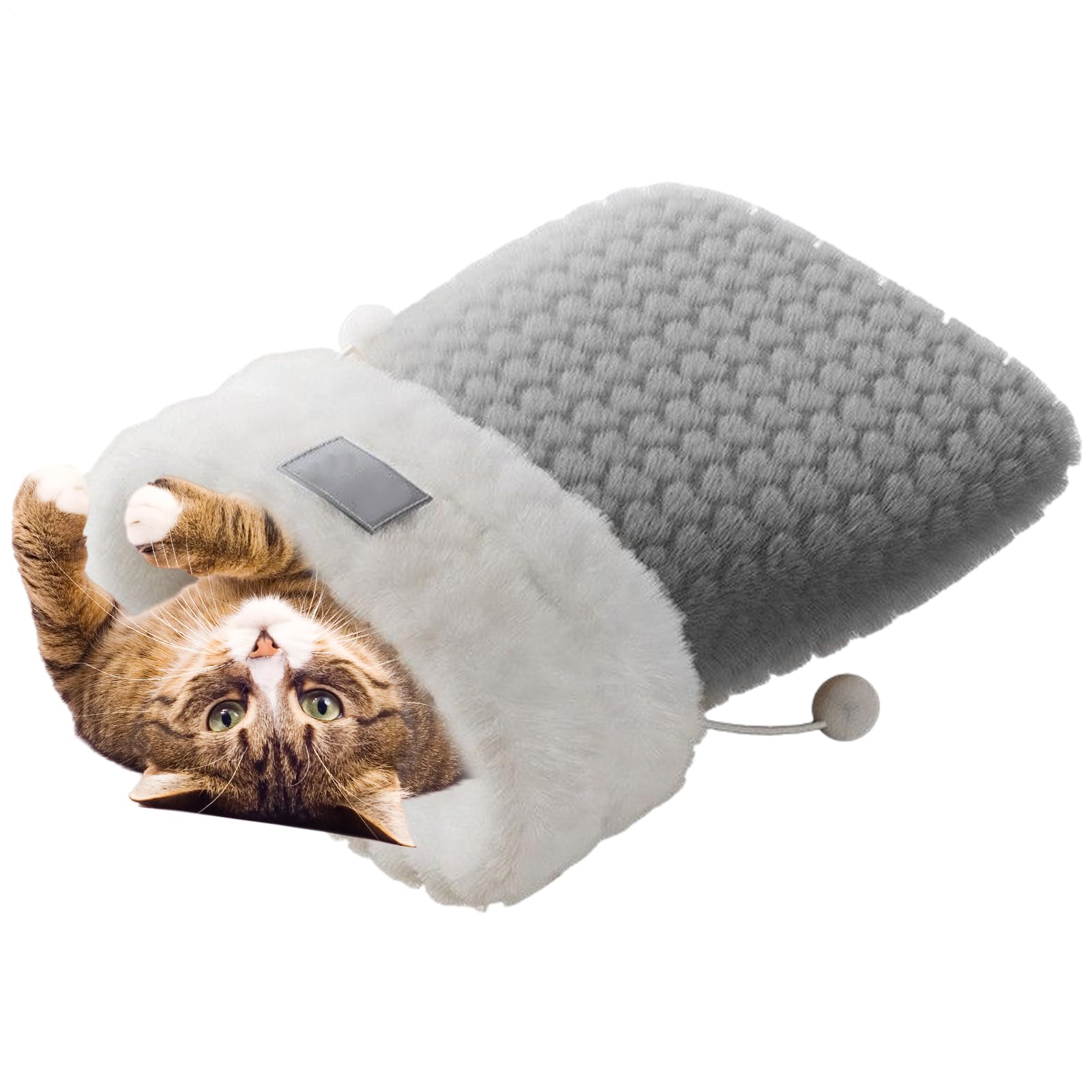Grotte pour animaux et maison d'hiver pour chat avec cachette en velours isolant