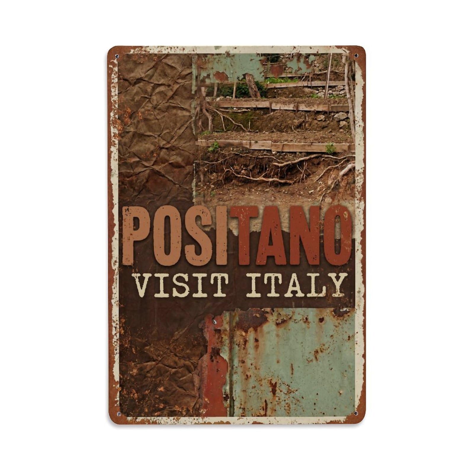 Vintage Travel Positano Italy Soil Metal Tin Sign