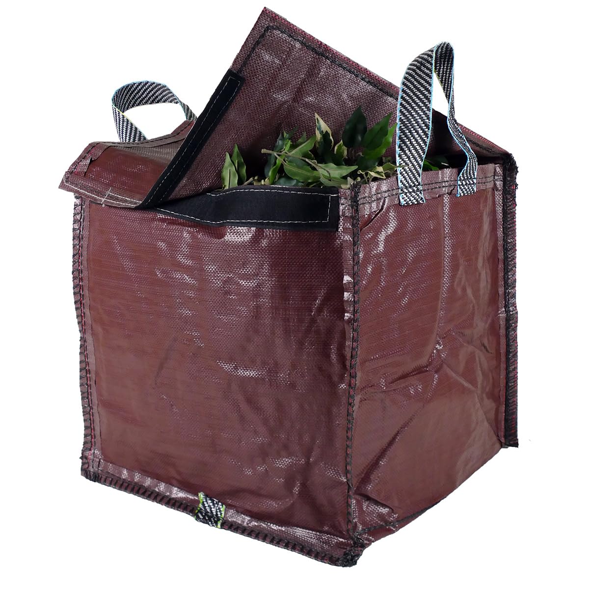 Waste Bags - 90 Litre Brown bag with Lid - PREMIUM GRADE - Industrial Fabric and Handles - Heavy Duty/Green Waste Sacks (3)