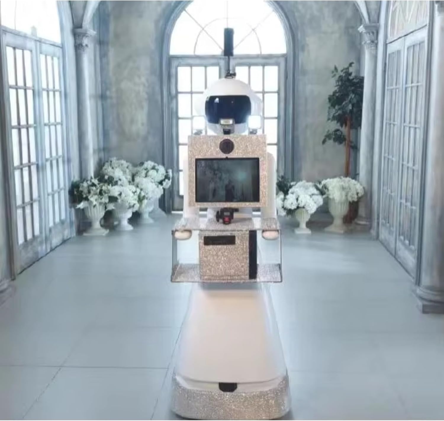 360 Photo Booth, AI Instant Print Photo Booth Machine with Automatic Selfie Kiosk, AI Color Printing Ring Light for Wedding, Party, Business Event & Birthday Celebration