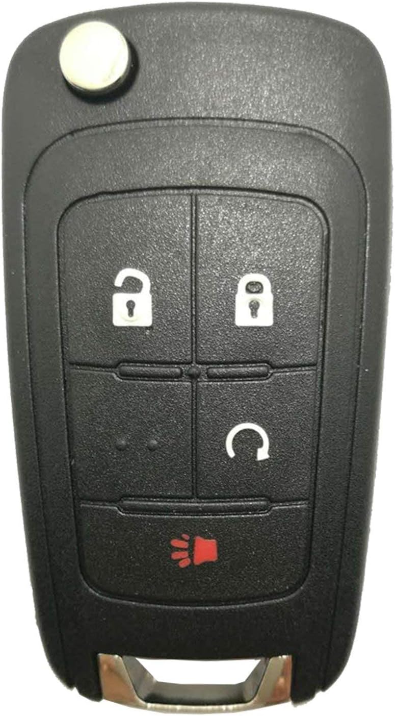 Key Fob Case Shell Fit for Chevrolet Chevy Equinox Sonic GMC Terrain OHT01060512 4 Buttons Replacement Flip Folding Smart Car Key Fob Cover with Uncut Blade Blank (4 Buttons Flip Key Shell)