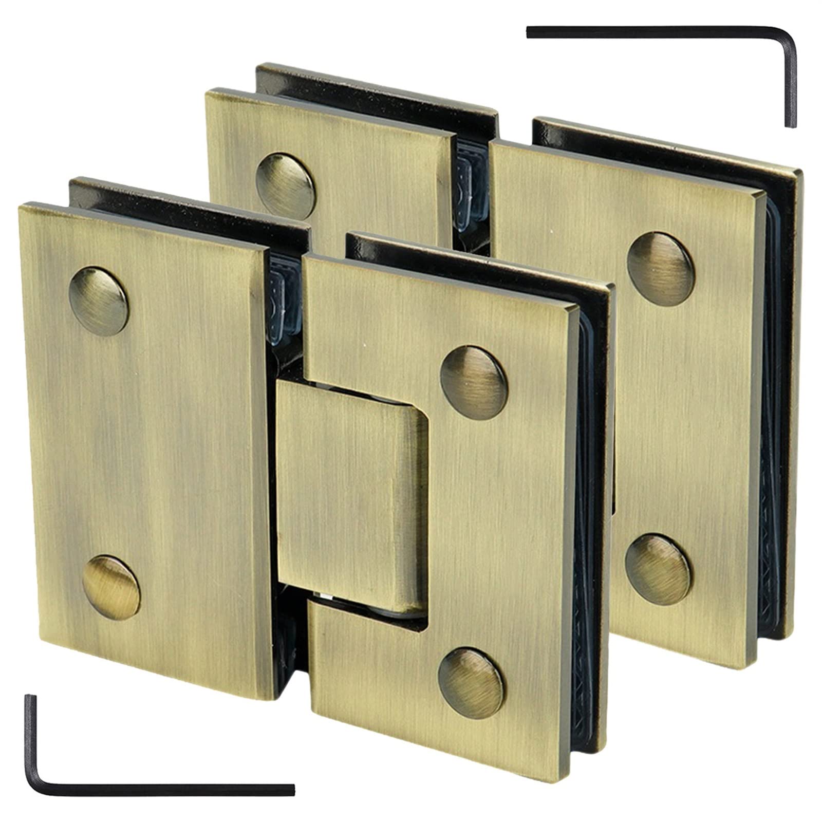AUNANGLJSCS 2 Pack 304 Stainless Steel Glass Door Hinges, Bronze 180° Swing Shower, 8-12mm Two-Way Bathroom Clamp