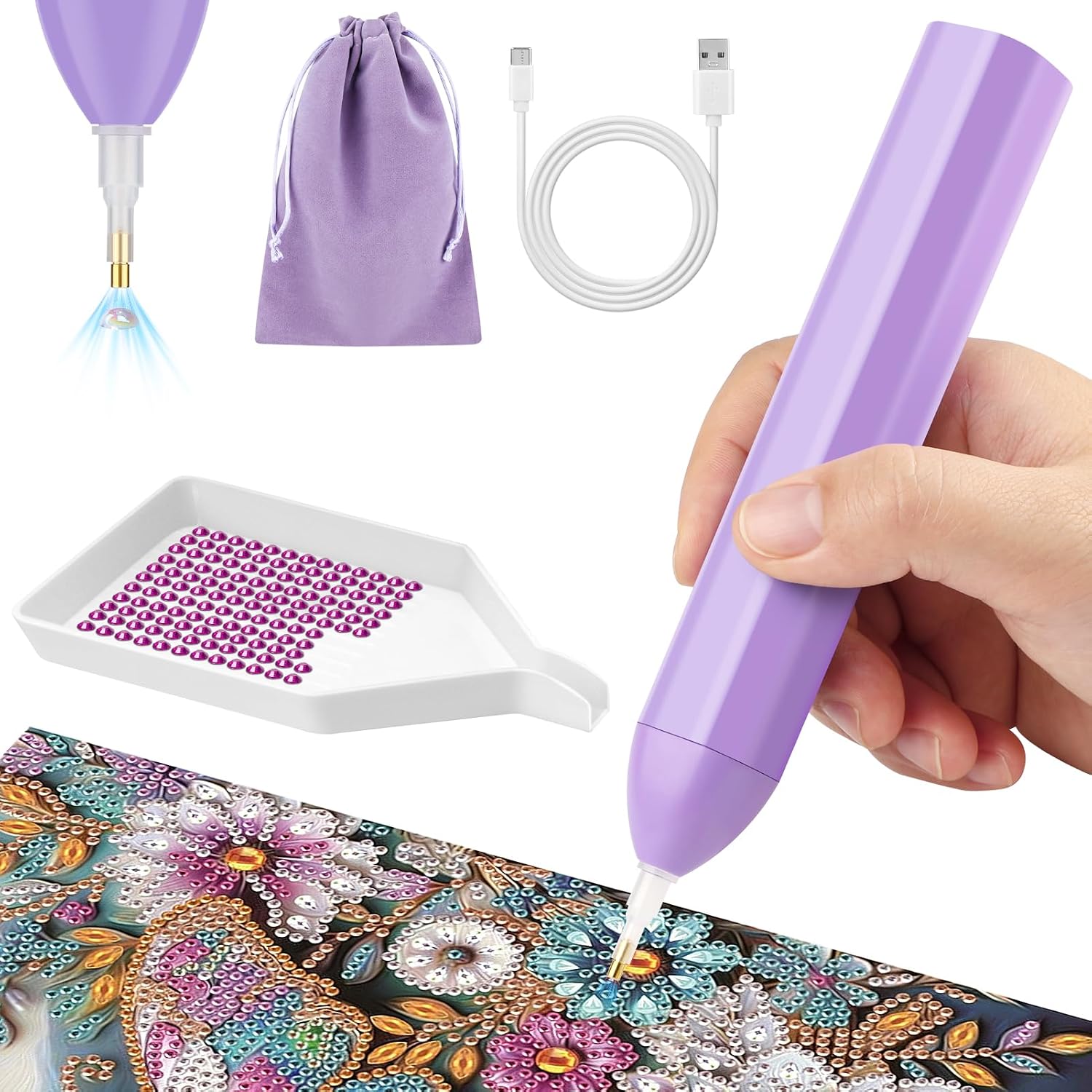 Suteng Electric Diamond Painting Pen, Wireless Vacuum Pen for Diamond Art Kit for Adults, Adjustable Suction Mode, Gift for Gem Diamond Art Fans