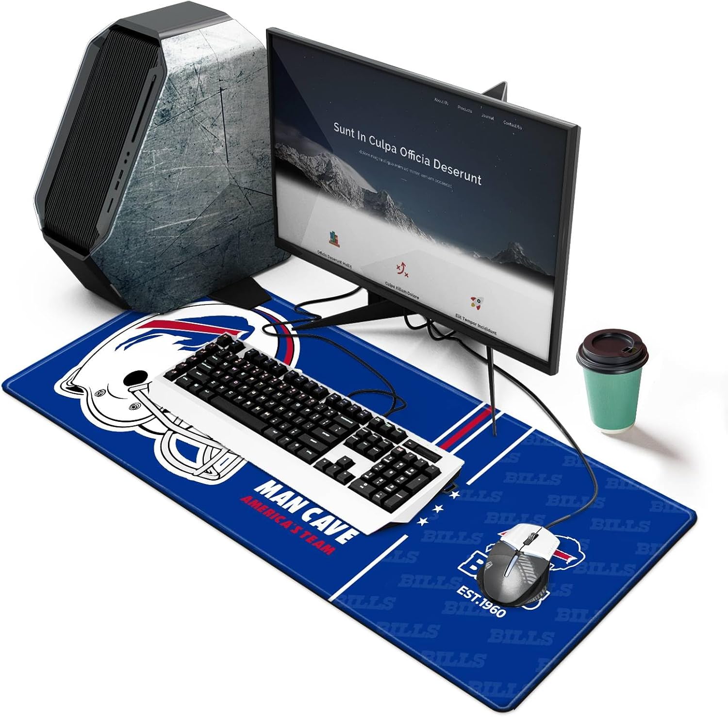 Large Gaming Mouse Pad, Extended Desk Mousepad with Stitched Edges, Football Computer Keyboard Pad,Blue Design for Sport Fans, 31.5 x 11.8 in - Image 7