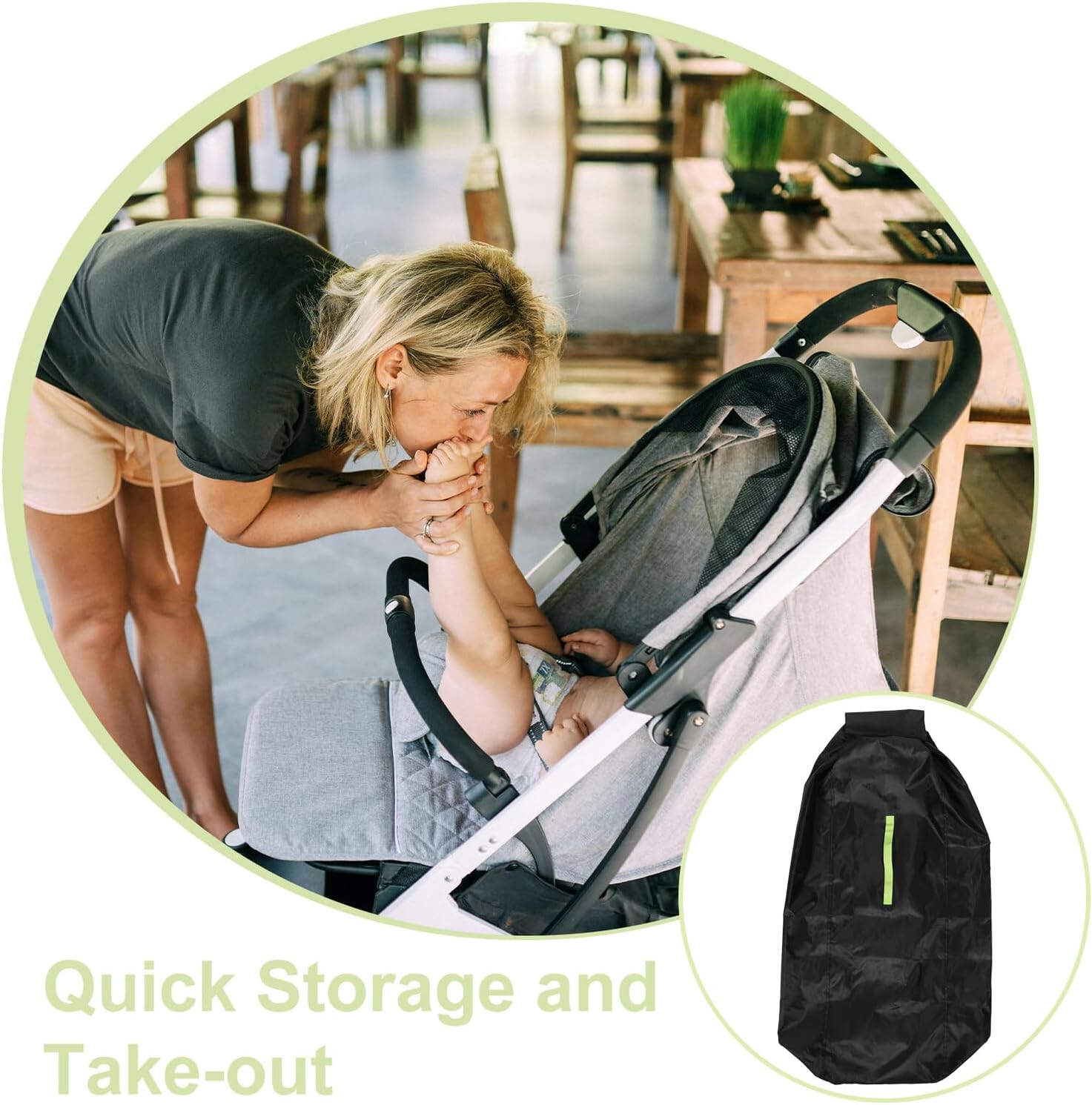 Stroller Storage Bag for Essentials, Adjustable Shoulder Strap Umbrella Stroller Organizer with Foldable Travel Design for Airplane and Long-distance Trips