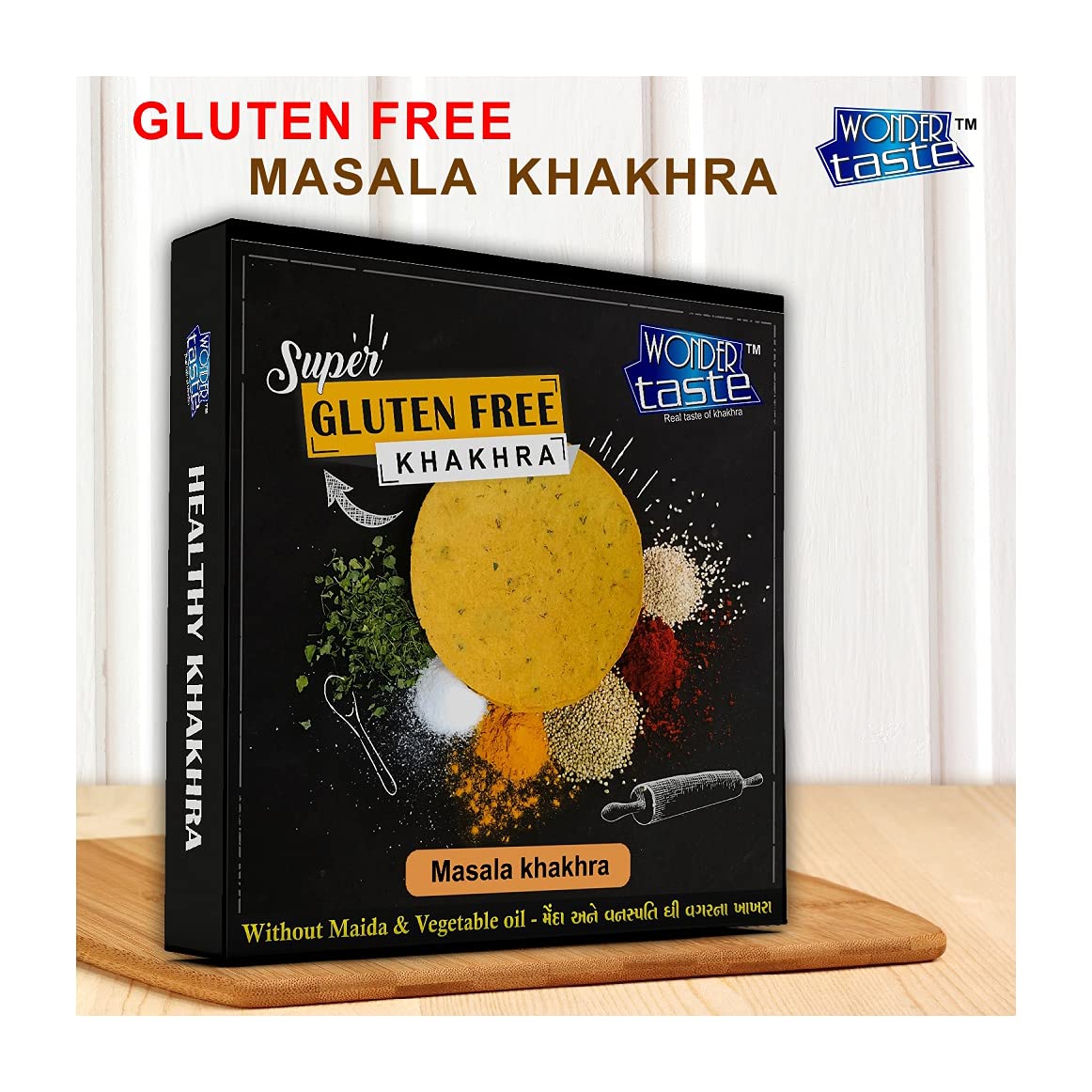 WONDER TASTE Gluten Free Masala Khakhra Pack of 2 (200g Each) | Super Healthy Diet Low Calorie Snacks | Delicious Roasted Gujarati Bites | Free Masala Packet Inside (B0961DXRG4) Amazon Price History, Amazon Price Tracker