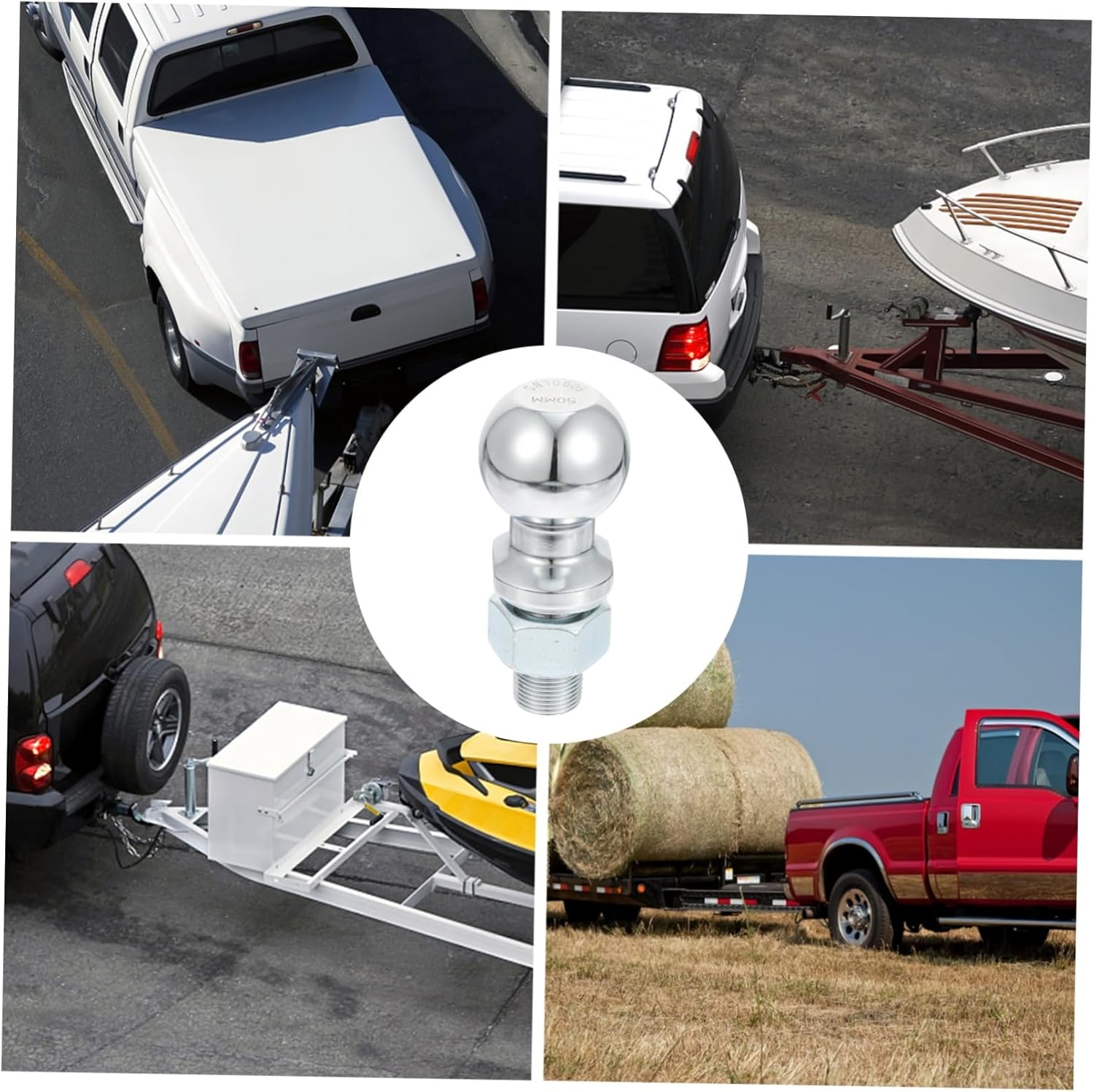 Garneck 50mm Tow Ball for Trailers Sturdy Hitch Ball Connector for Yacht and RV Trailers for Safe Towing