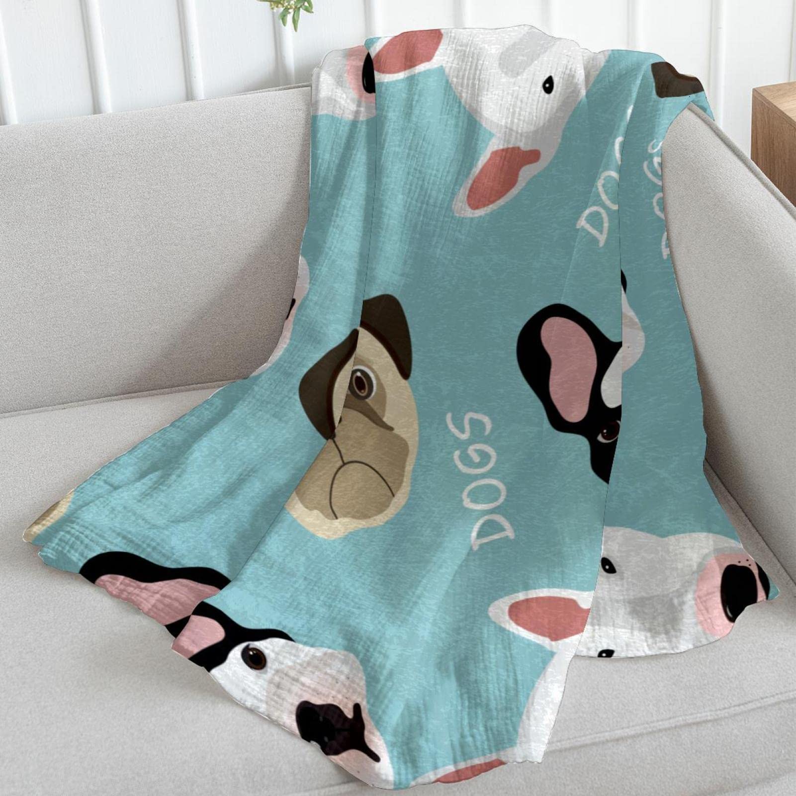 Manta de forro polar para sofá, sofá o cama, manta suave y acogedora para perros lindos