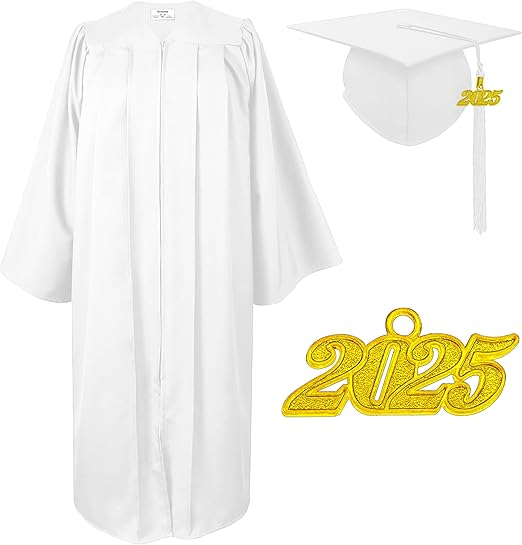 Matte Graduation Cap and Gown 2025 Tassel Adults Set for High School and Bachelor