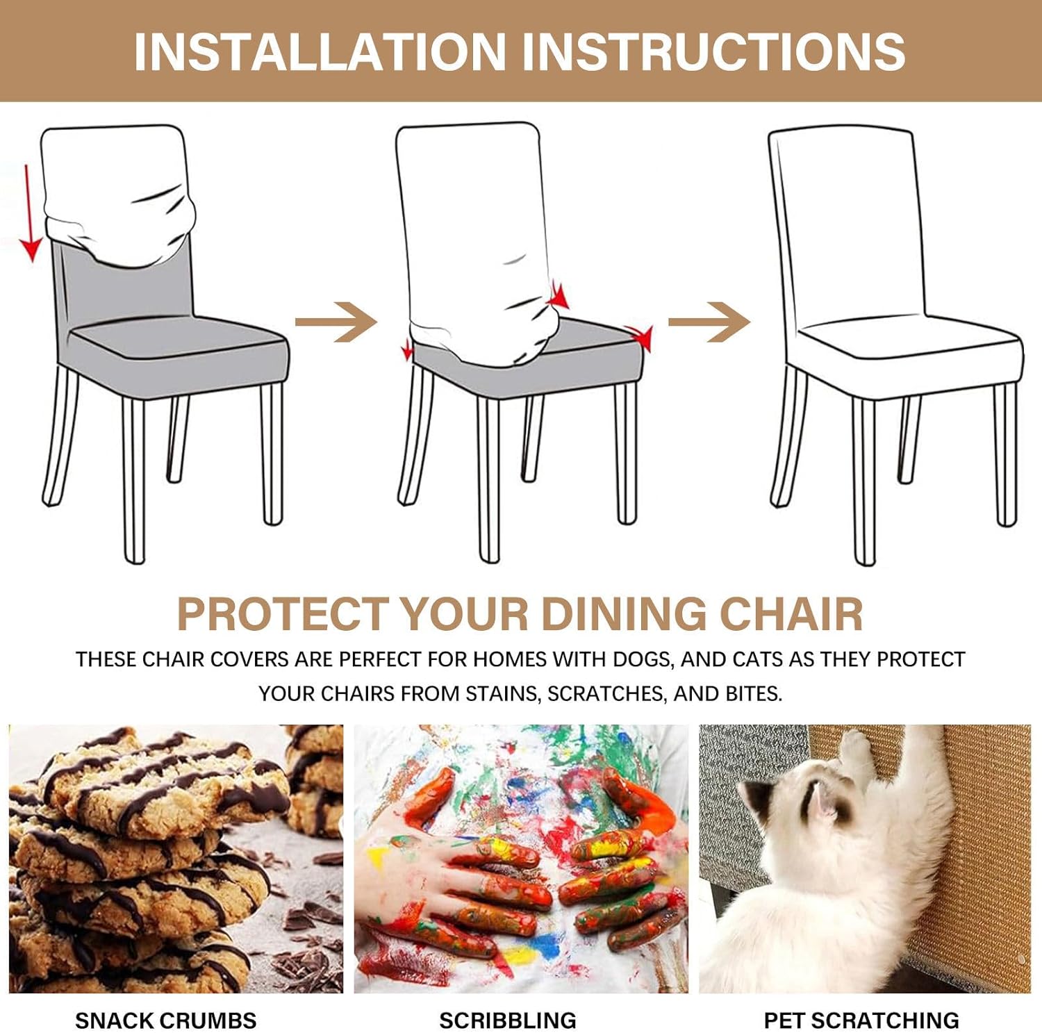 ベルベット チェアカバー, 柔らかい 椅子カバー 6枚 厚い ダイニングチェアカバーダイニングチェアカバー 着脱式 チェアカバー-青