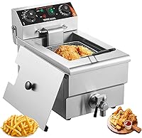 Vista 1 de VEVOR Freidora Profunda Comercial, Freidora Eléctrica de Encimera de 1500W con Cesta, Freidora de Acero Inoxidable de 11.6Qt / 11L de Aceite Único
