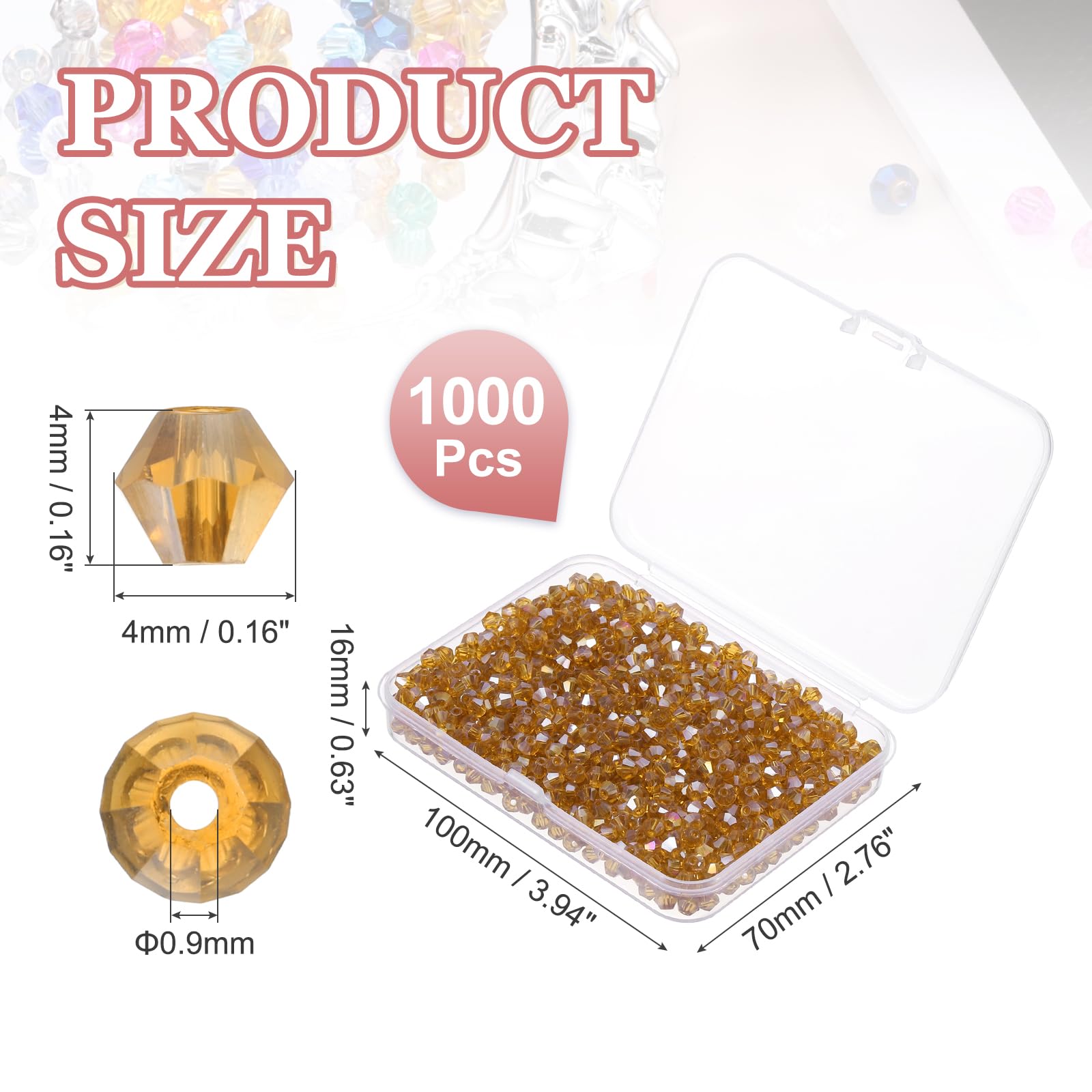 PATIKIL 1000pcs 4mm Bicone Glass Crystal Beads - Image 2