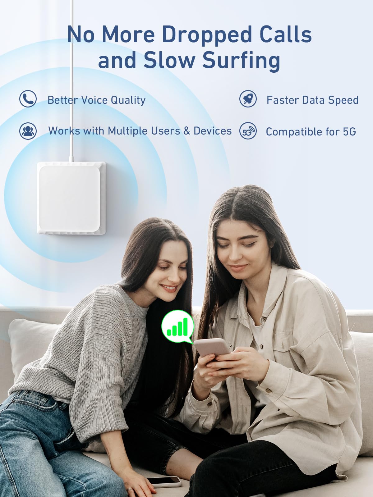 INVCALL Cell Phone Signal Booster for Home | Boosts 4G LTE & 5G on Band 2/4/5/12/13/17/25 | Up to 4,500 Sq Ft for Verizon AT&T and All U.S. Carriers | APP Online Support | FCC Approved