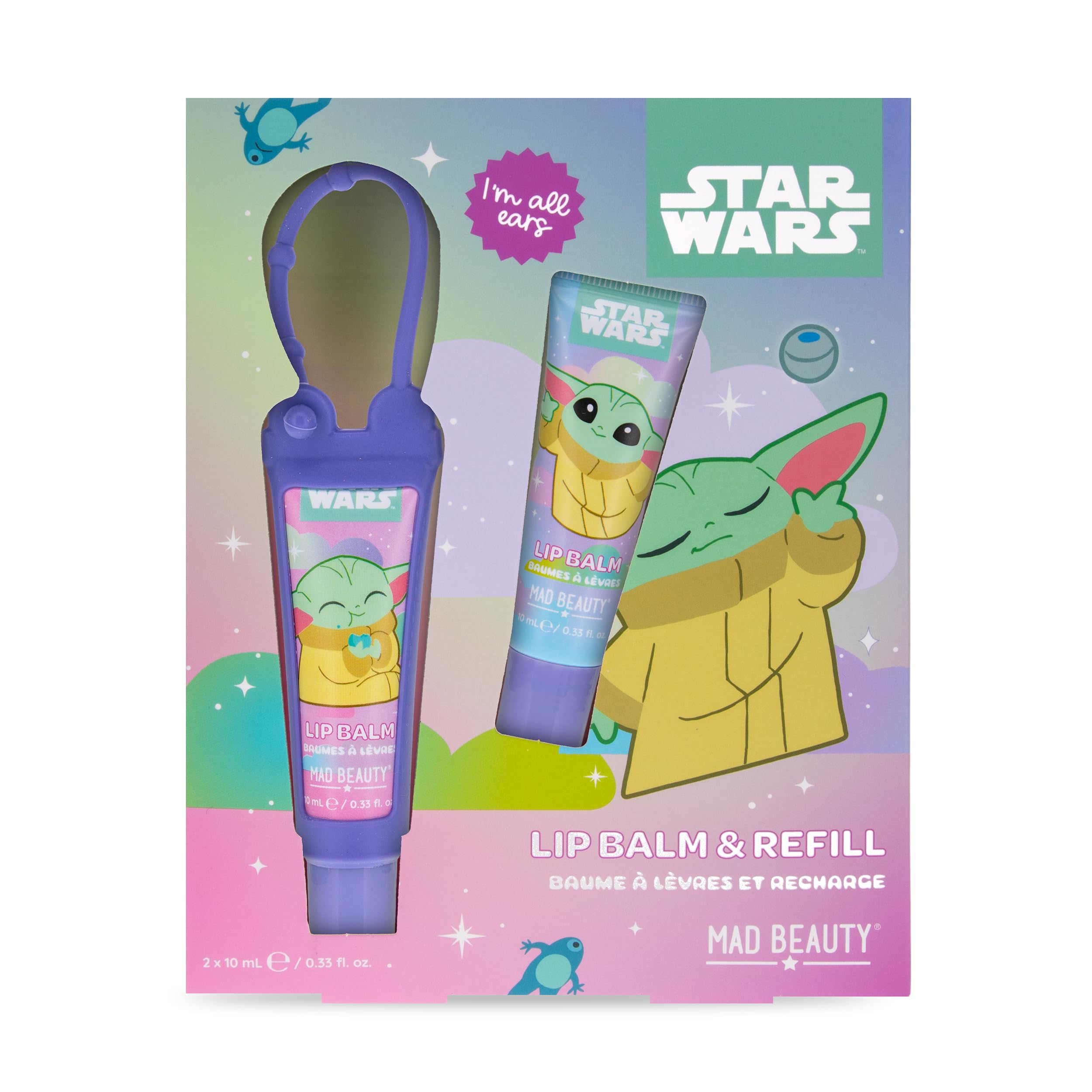 Star Wars Grogu Lip Balm & Refill Set | Officially Licensed | Reusable Silicone Holder | Coconut & Lime | Moisturising | Mad Beauty