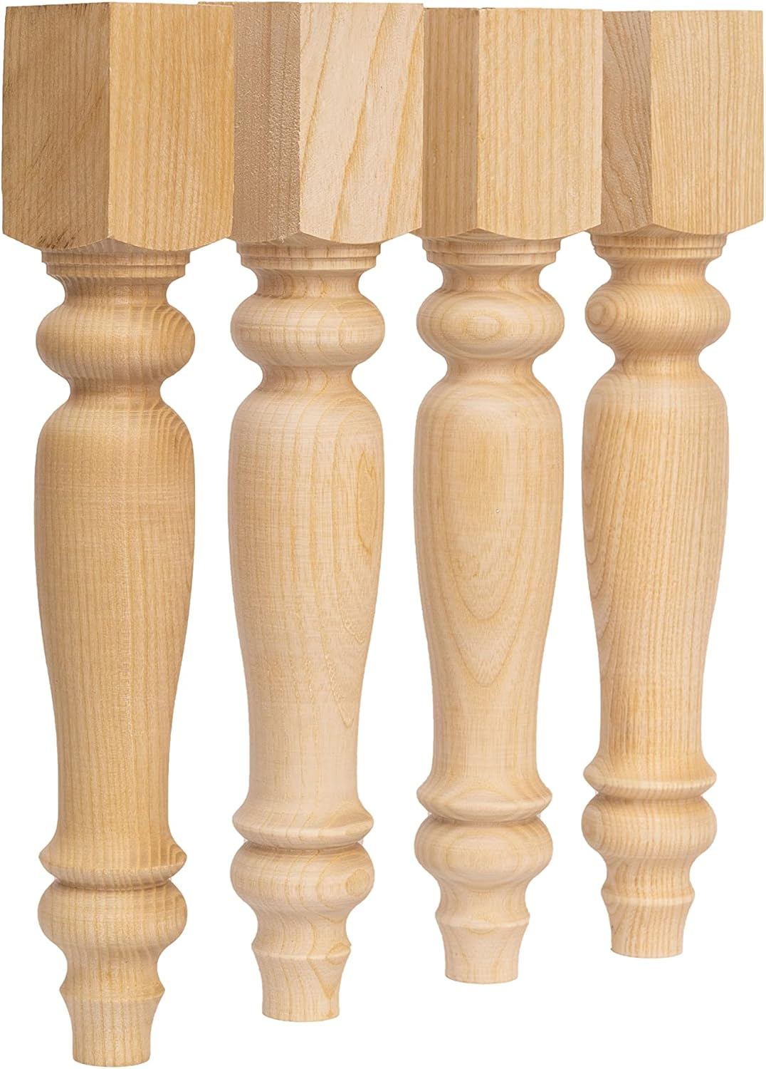 decorluxes Unfinished Farmhouse Bench Legs Dining Table, Coffee Table Rustic Turned Style Leg - Set of 4 - Dimensions: 2.16" x 14"- Easy to Paint (14 inch)