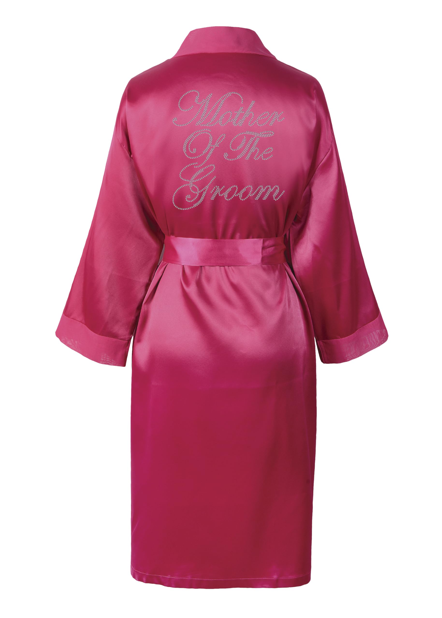 Crystalsrus Pink Varsany Wedding Rhinestone Satin Mother Of The Groom Personalised Honeymoon Dressing Gown Robe