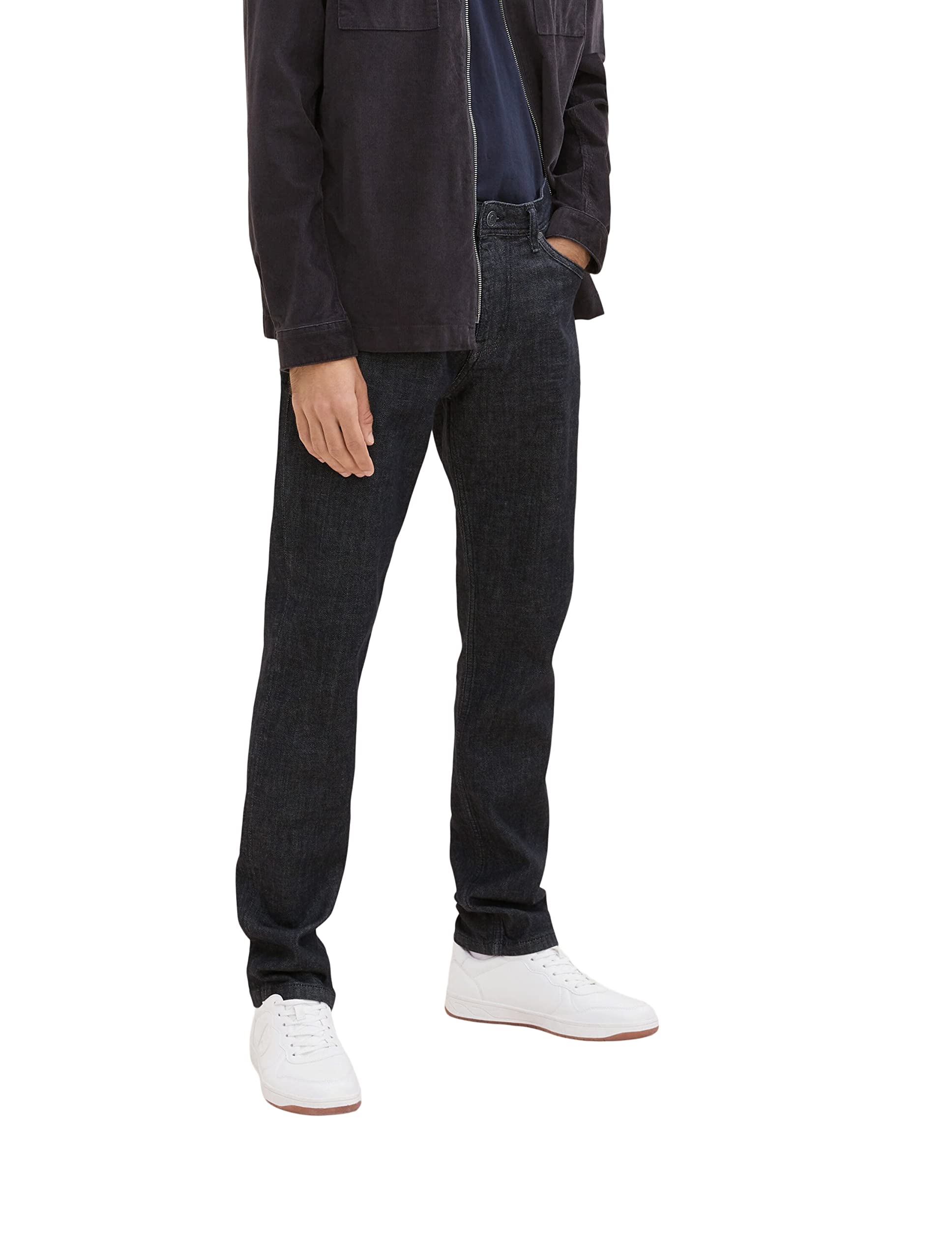 TOM TAILOR Men's Josh Regular Slim Jeans 1034118, 10245 - Clean Rinsed Black Denim, 32W / 32L
