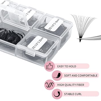 Lash Extension FADLASH 20D Premade Fans Eyelash Extensions 600pcs Pre Made Fans Lash Extensions Premade Lash Fans Volume Lash Extensions D Curl Eyelash Extension Premade Fans (20D-0.07D-14-20mm)