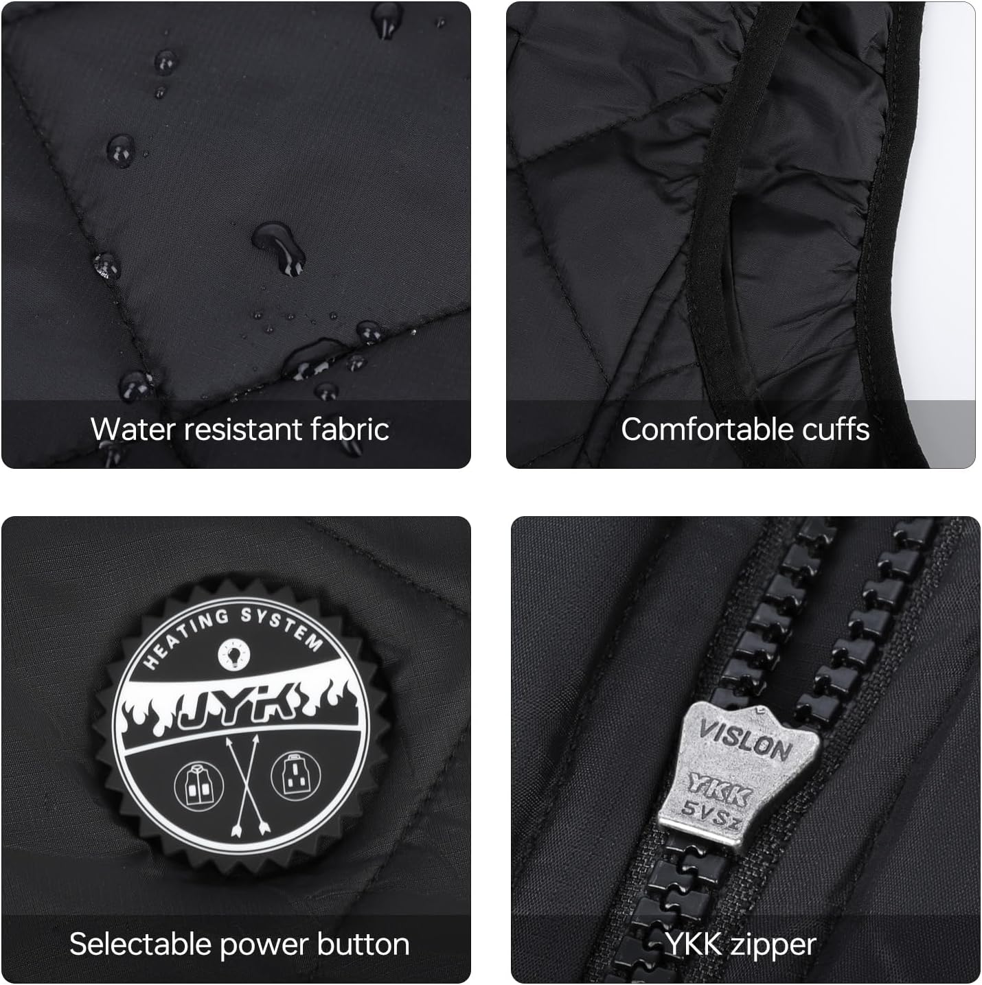 JYK Women's Heated Vest with 3 Heating Levels, 6 Heating Zones,Neck Heating Jacket Washable (Battery Pack Not Included) (US, Alpha, Medium, Regular, Regular) - Image 4