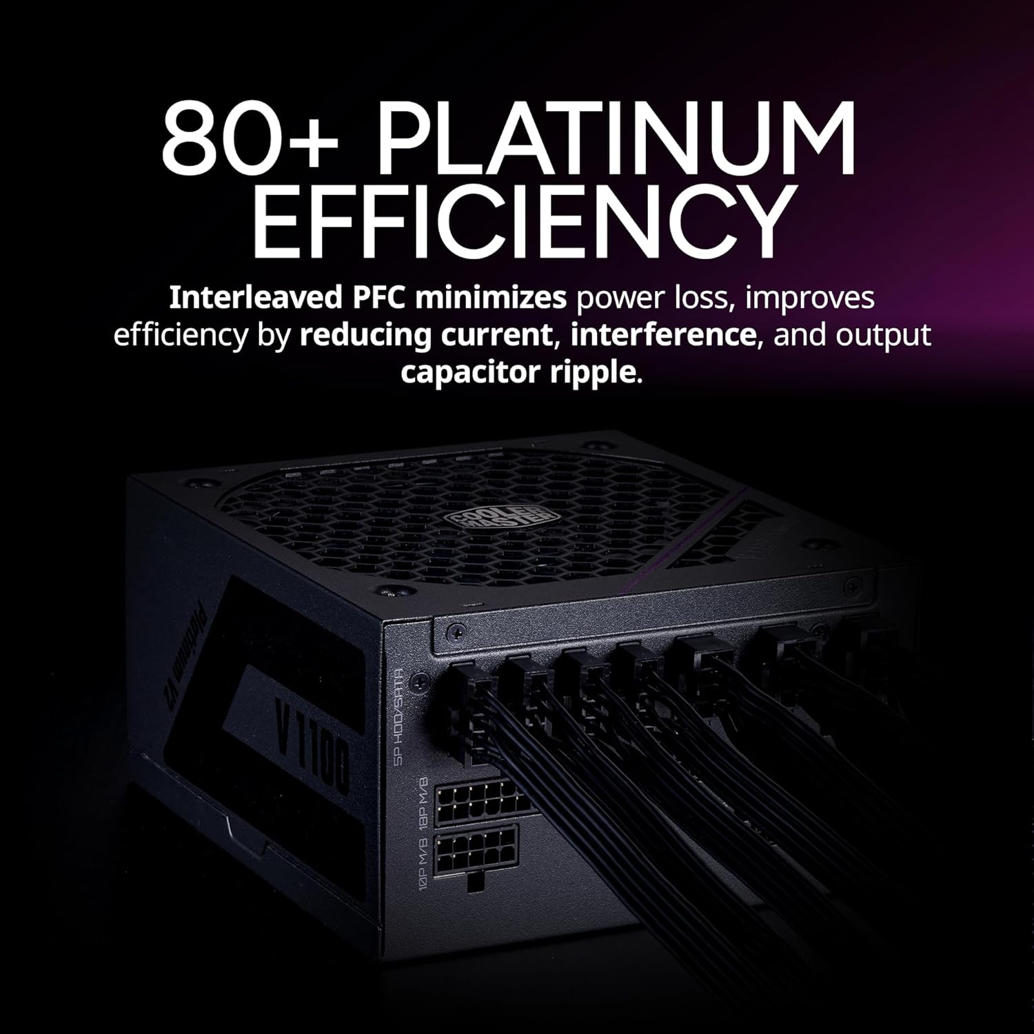 Cooler Master V Platinum 1600 V2 ATX 3.1 Full Modular Power Supply, 1600W 80+ Platinum, Dual 90° 12VHPWR|600W PCIe 5.1, GPU Support RTX 4090, Purple Anodic-Coated Heat Sink, Mobius Fan, 12-Year