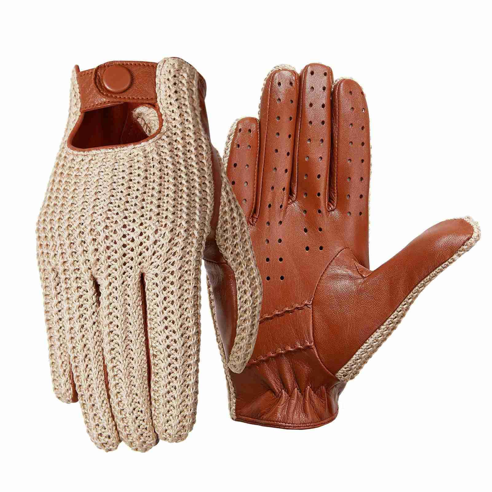 HUIOP Gants de conduite automobile, Gants d'écran tactile en peau de chèvre tricotés pour hommes pour la conduite quotidienne en moto