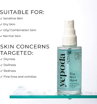 Yepoda The Mist Have, Hydrating Toner Face Mist, Deeply Hydrates & Revitalizes the Skin, Vegan Korean Toner Mist for All Skin Types, 50 ml