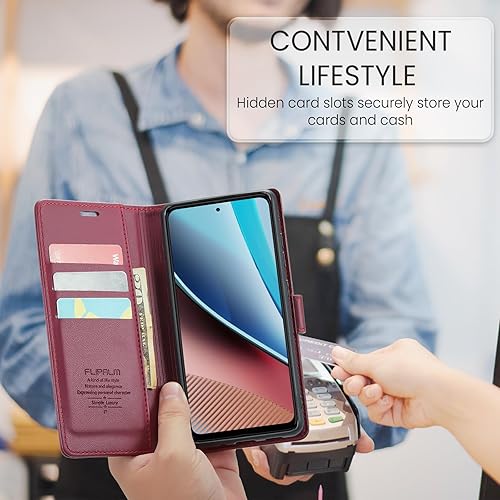 Miniatura 10 de FLIPALM Funda tipo cartera para Moto G Stylus 5G 2023 con bloqueo RFID, tarjetero de piel sintética, función atril a prueba de golpes, para Motorola